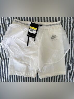Nike White Women's Athletic Shorts with Gray Air Logo